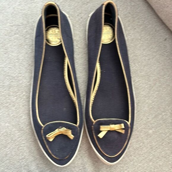 Tory Burch - Dakota Canvas Flats Blue, Size 6 - Picture 1 of 4